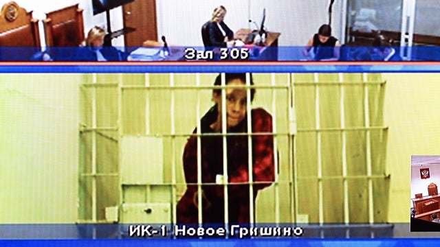 U.S. basketball player Brittney Griner appears in court via video link in Krasnogorsk 