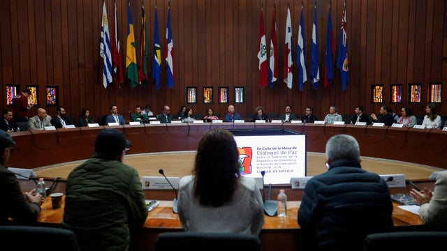 FILE PHOTO: The fifth round of peace dialogues between Colombia's government and the National Liberation Army, in Mexico City 