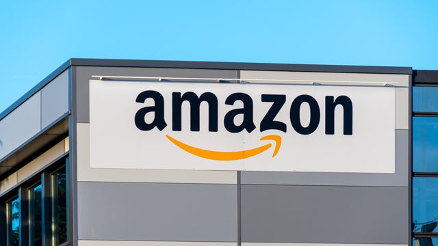 Exterior view of the Amazon Logistics delivery agency in Velizy-Villacoublay, France 